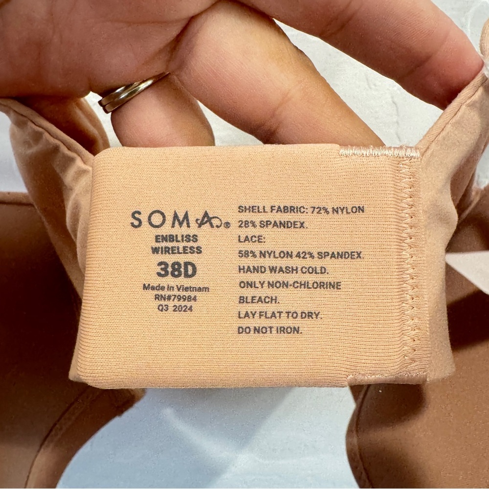 Soma Enbliss Wireless Seamless Bra Womens 38D Blush Pink NWT Comfort Everyday - Picture 3 of 6